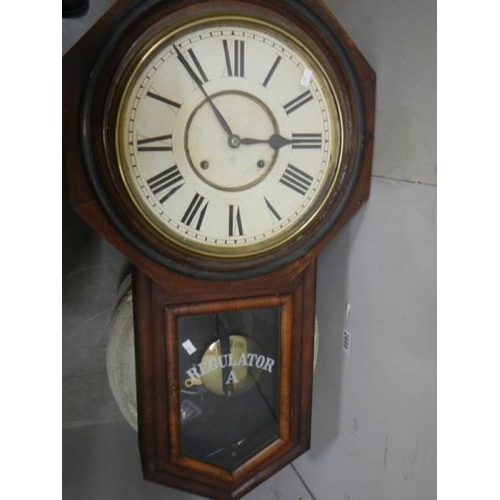 297 - A Victorian drop dial regulator wall clock.