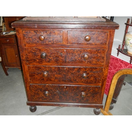 298 - A Victorian 2 over 3 pine chest of drawers