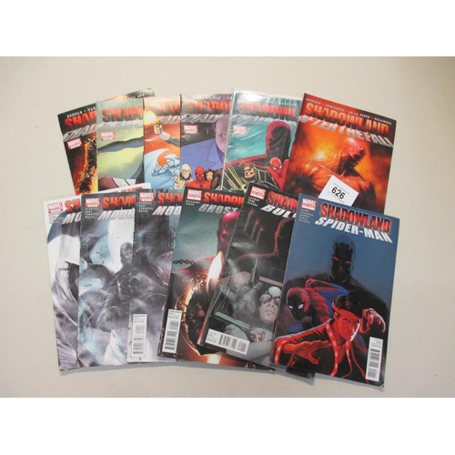 626 - Marvel comics Shadowland 1-5, one shots Spide-man, Bullseye, Elektra, Ghost Ride, Moon Knight 1-3 an... 