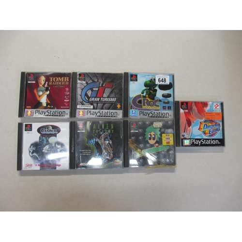 648 - 7 PlayStation games including Croc, Casper, Alien Trilogy, Gran Turismo, Tomb Raider II etc - all in... 