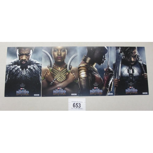 653 - 4 Marvel Black Panther promotional postcards