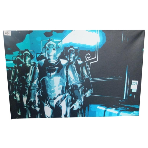 664 - A canvas print of a Cyberman by D3D - Doctor Who canvas measures 32 inches (80cm) wide by 22 inches ... 