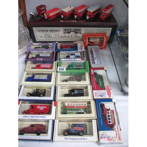 669 - A rare Lledo days Gone Ltd Edition 849/5000 The London bus collection and over 15 Lledo models