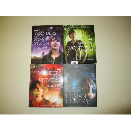 686 - Brian Cox, 4 hardback books Human Universe, Wonders of the Universe, Wonders of Life, Wonders of the... 