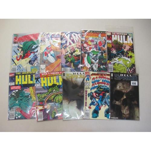 698 - 10 1st edition comics in plastic covers including Hell Spawn, Hulk , Uncanny X-Men etc