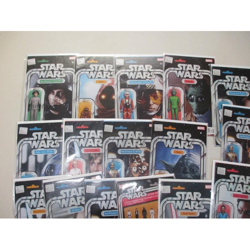 701 - 16 Marvel Star Wars action figures variant edition comics including C-3PO, princess leia Organa, Dar... 