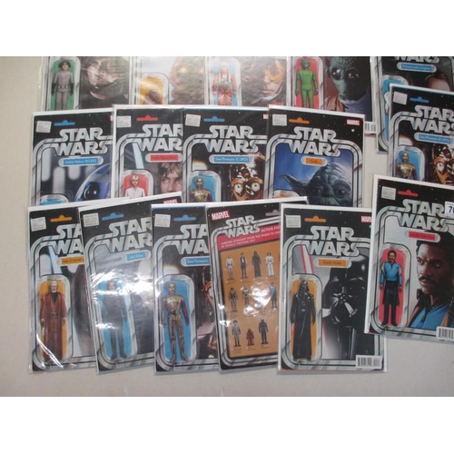 701 - 16 Marvel Star Wars action figures variant edition comics including C-3PO, princess leia Organa, Dar... 