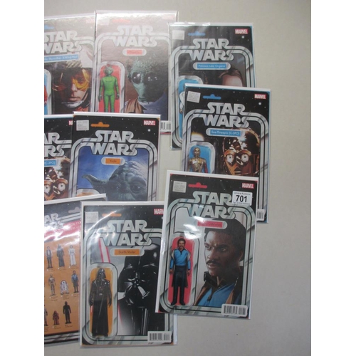 701 - 16 Marvel Star Wars action figures variant edition comics including C-3PO, princess leia Organa, Dar... 