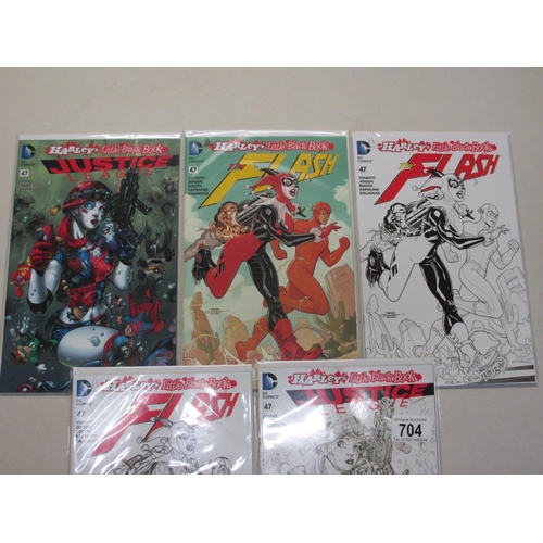 704 - 5 DC comics Harley Quinn Little Black Book Issue 47 variant covers comics