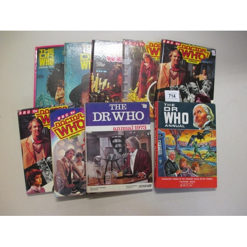 714 - A collection of 8 Doctor Who annuals including a very good copy of 1967