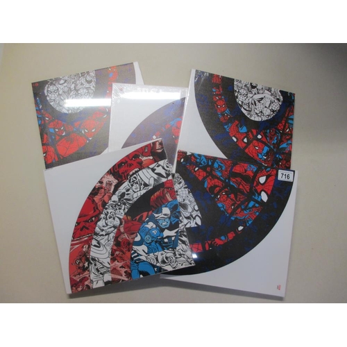 716 - 5 new and sealed Marvel canvas prints