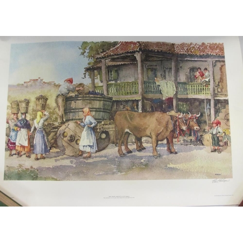 718 - 4 signed unframed prints including Terence Cuneo Ceremony of the Keys, E R Sturgeon The Grape Harves... 