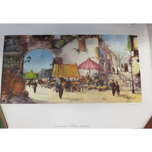 718 - 4 signed unframed prints including Terence Cuneo Ceremony of the Keys, E R Sturgeon The Grape Harves... 