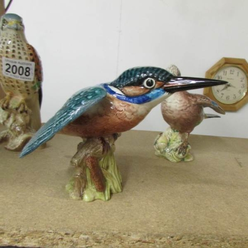 2008 - 3 Beswick bird figures of a Kingfisher, Jay and Eagle