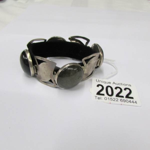 2022 - A circa 1970's stone set bracelet in silver.