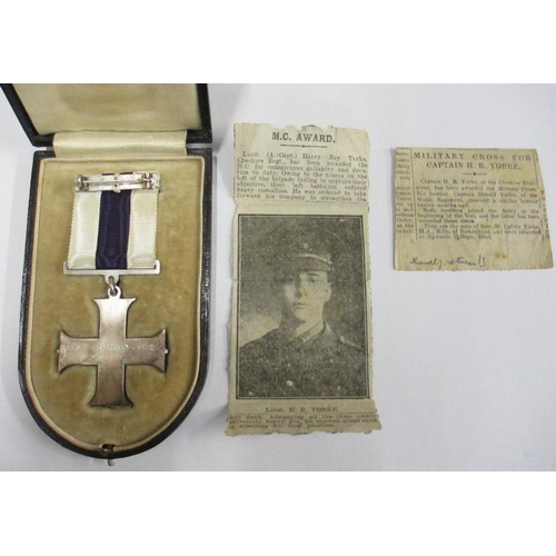 2061 - A Military Cross belonging to Captain H. R. Yorke, November 1917 and 3 First World War medals consis... 