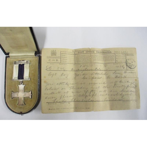 2061 - A Military Cross belonging to Captain H. R. Yorke, November 1917 and 3 First World War medals consis... 