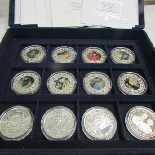 2069 - 2 cases containing 44 mint silver coins 'Her Majesty Queen Elizabeth The Queen Mother 1900 - 2002'