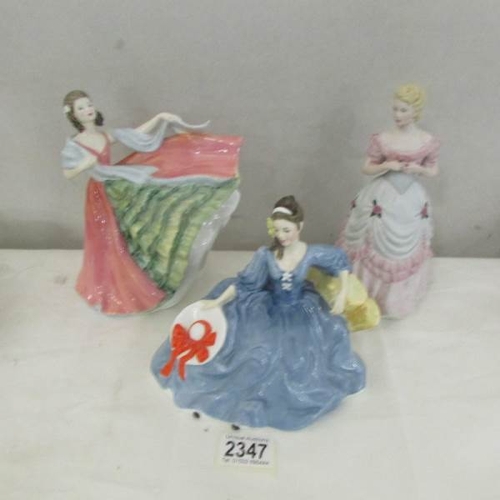 2347 - 2 Royal Doulton figurines being Anne and Elyse together with a Coalport Age of Elegance figurine 'Op... 