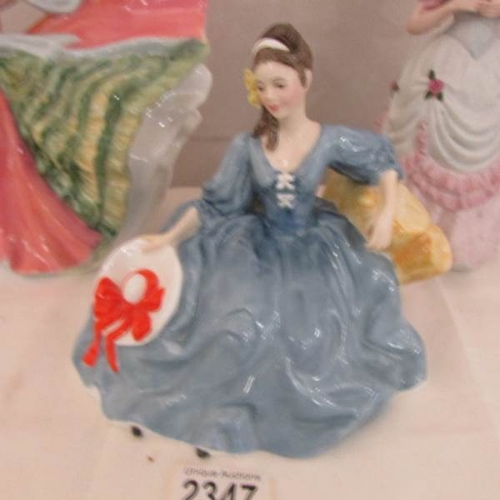 2347 - 2 Royal Doulton figurines being Anne and Elyse together with a Coalport Age of Elegance figurine 'Op... 