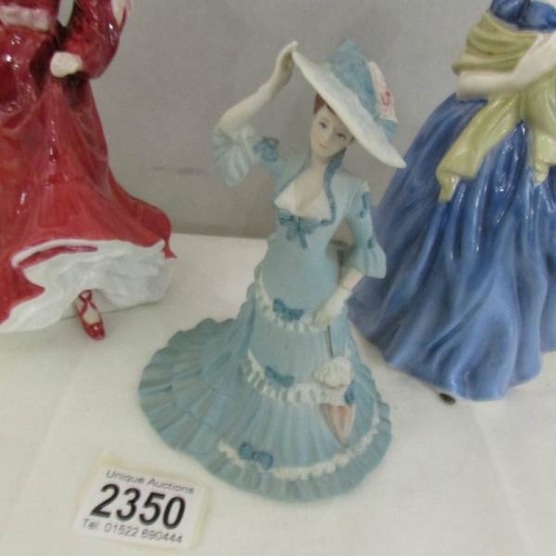 2350 - 2 Royal Doulton figurines being Adrienne and Patricia together with a Coalport figurine 'Juliette'.