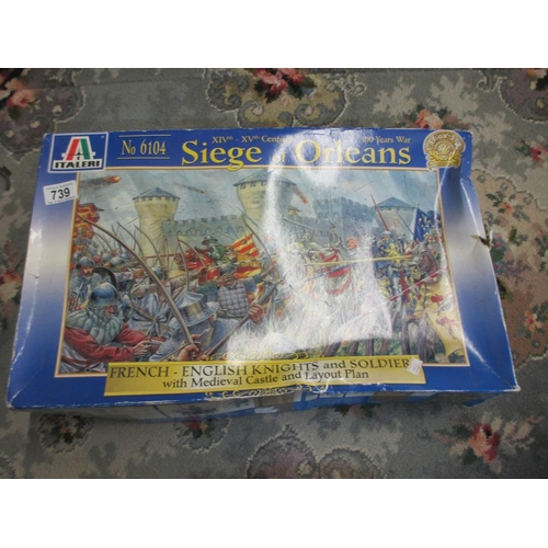 739 - A boxed Italieri Siege of Orleans model kit (box worn but contents unopened) and a small boxed Siege... 