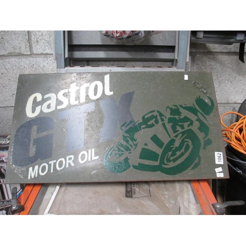 1062 - A Castrol GTX Motor Oil painted metal sign approximately 71 x 38cm