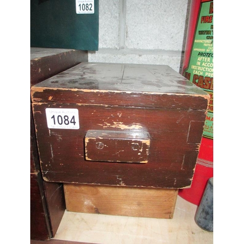 1084 - A box of spanners etc and an old box