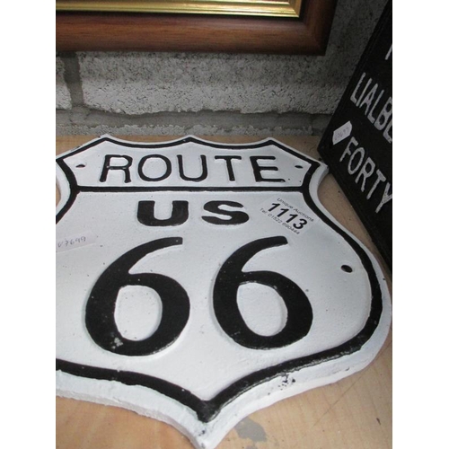 1113 - A cast iron Route 66 wall plaque