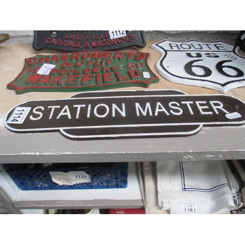 1114 - A cast iron Station Master door/wall sign