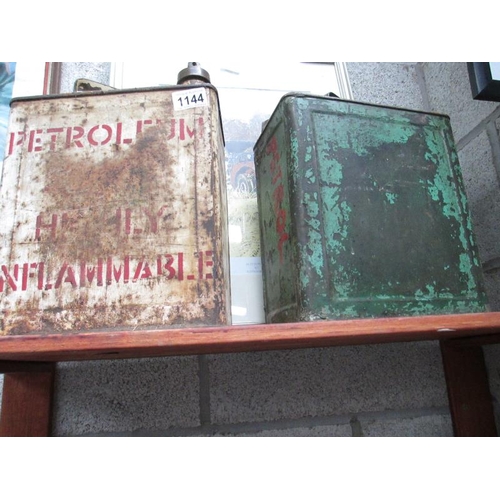 1144 - 2 old 2 gallon petrol cans