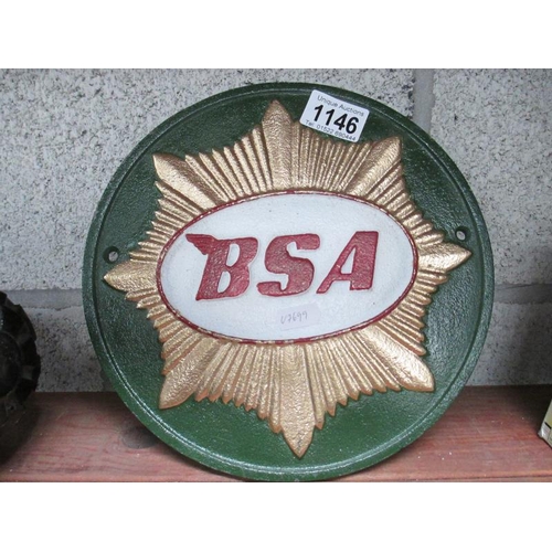 1146 - A cast iron B.S.A. plaque