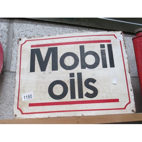 1180 - A painted metal Mobil Oils sign (approximately 40 x 30cm)