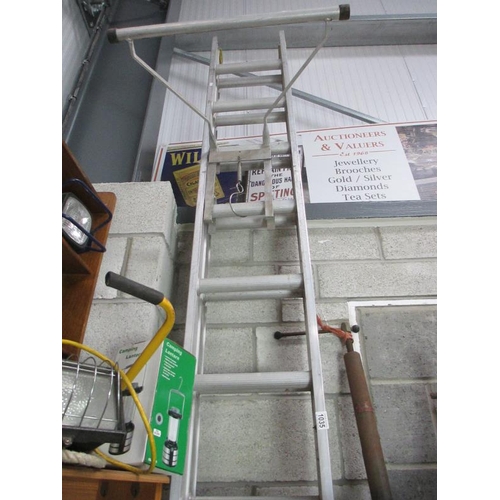 1035 - A Clima set of aluminium ladders with roof stay (20 foot 7 inches extended)