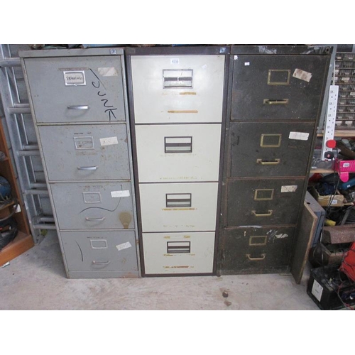 1039 - 3 four drawer filing cabinets with contents