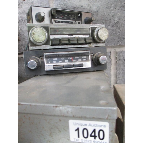 1040 - 3 vintage car radios and two full drawer cabinets