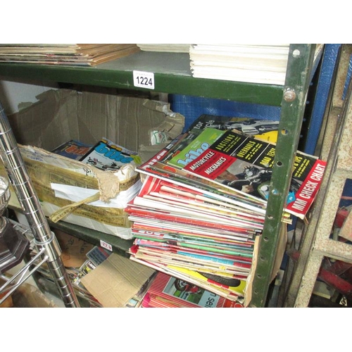 1224 - 2 full shelves of 1950s to 1980s motorcycle magazines