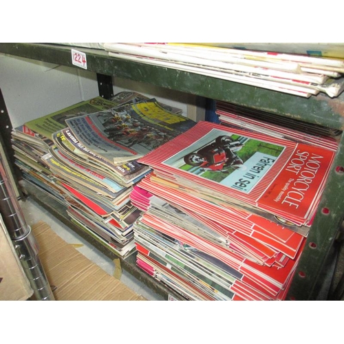 1224 - 2 full shelves of 1950s to 1980s motorcycle magazines