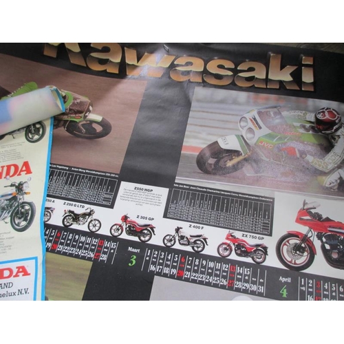 1451 - 2 x 1980's Kawasaki and Honda motorcycle range posters.