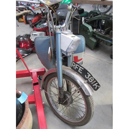 1454 - A 1970-71 Mobilette Motobecane 50cc moped with panniers and luggage rack.  Last used in 1980 with 96... 