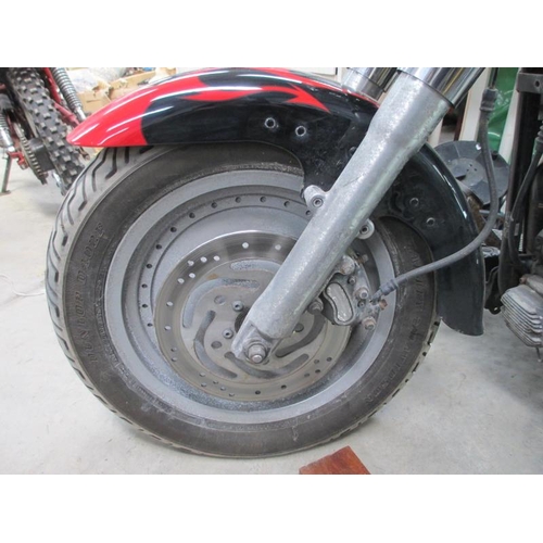 1484 - A 2004 red Harley Davidson V twin with security alarm, 1450cc, first registered May 2004., straight ... 