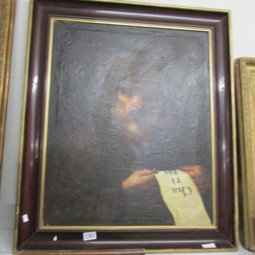 2363 - A late 19th century Spanish school oil on canvas portrait of Saint Francis of Paola, unsigned but wi... 