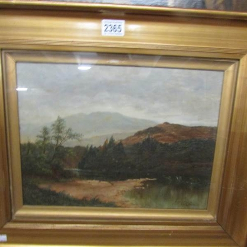 2365 - A gilt framed and glazed oil on canvas landscape signed A. J. Redfern, image 38 x 30 cm.