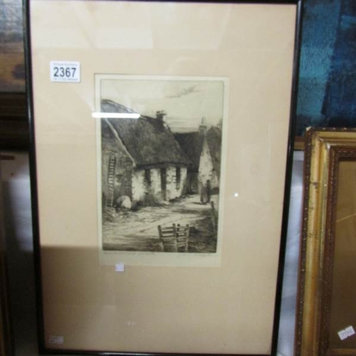 2367 - A framed and glazed Louis Whirter (1873-1932) etching entitled 'Burns' Masonic Lodge Tarbolton', ins... 