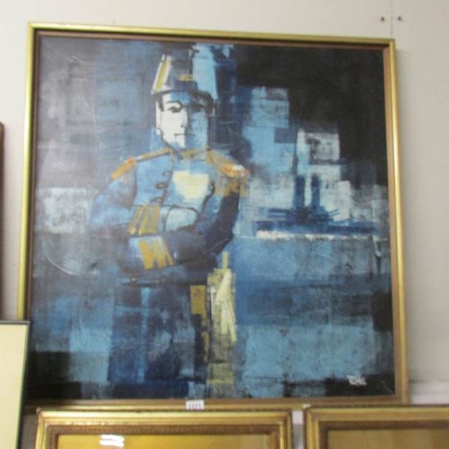 2371 - An original abstract oil on canvas naval officer in full dress, signed Rutter, image 84 x 85 cm.