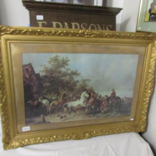 2372 - A gilt framed and glazed horse fair scene.