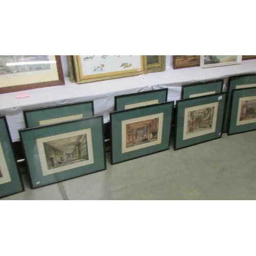 2375 - 17 19th century architecturals print depicting interiors of stately homes, all titled.