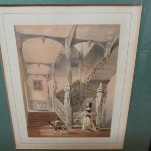 2375 - 17 19th century architecturals print depicting interiors of stately homes, all titled.