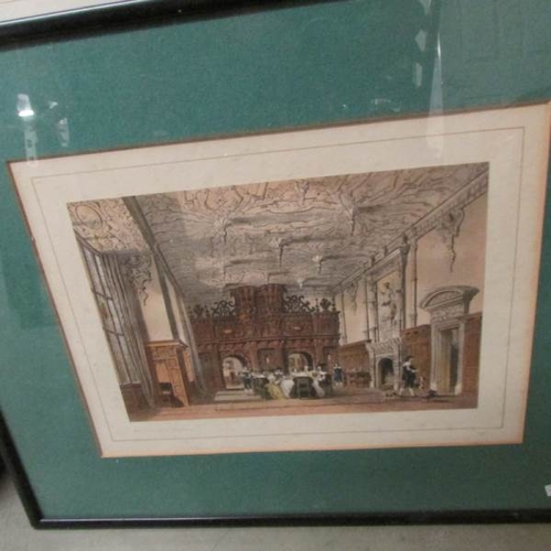 2375 - 17 19th century architecturals print depicting interiors of stately homes, all titled.