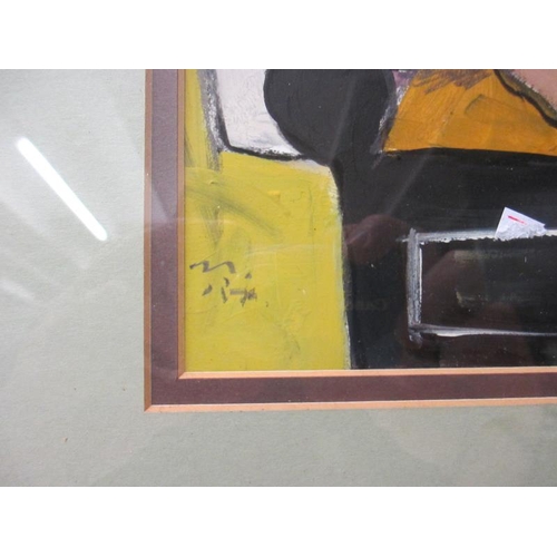 2377 - A framed and glazed 20th century British school goauch and pencil on paper abstract table top still ... 